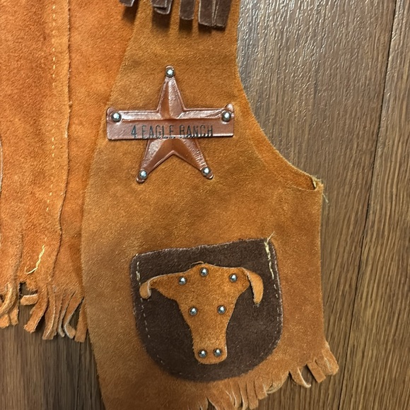 Vintage John R. Craighead Leather Vest with Fringe and Steer Head - Picture 3 of 6